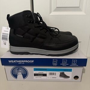 Weatherproof Jenkins Winter Boots Men's Black Round Toe Outdoor, Size 12